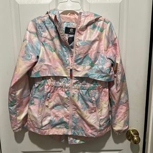 Tie die champion rain jacket size medium 7/8 with hoodie